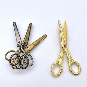 Vintage JJ Jonette Scissor Brooch Pin + Multi-Scissor Cluster Brooch - Set of 2